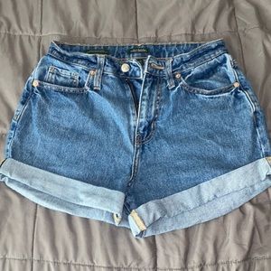 JEAN HIGH WAISTED SHORTS with “HAPPY” on back pocket!
